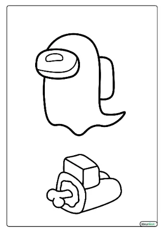 Among us dood kleurplaat — gratis printbare PDF