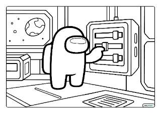 Among us taak kleurplaat — gratis printbare PDF