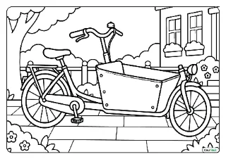 Bakfiets kleurplaat — gratis printbare PDF