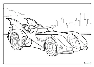 Batman batmobiel kleurplaat — gratis printbare PDF