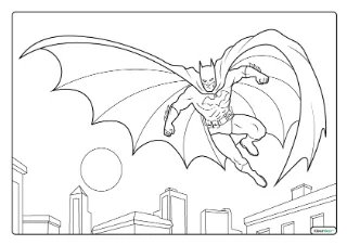 Batman in actie kleurplaat — gratis printbare PDF