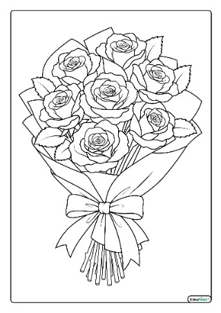 Boeket rozen kleurplaat — gratis printbare PDF