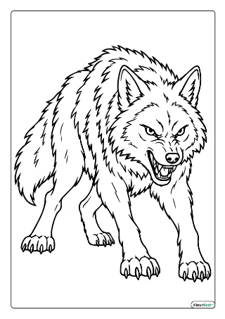 Boze wolf kleurplaat — gratis printbare PDF