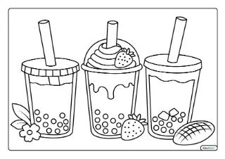 Bubble tea smaken kleurplaat — gratis printbare PDF