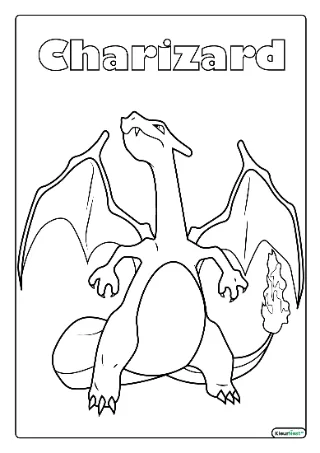 Charizard kleurplaat — gratis printbare PDF