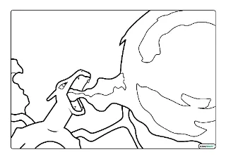 Charizard spuwt vuur kleurplaat — gratis printbare PDF