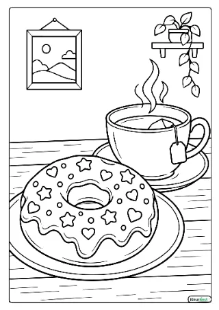 Donut met sprinkles kleurplaat — gratis printbare PDF