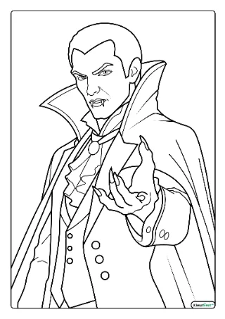 Dracula kleurplaat — gratis printbare PDF