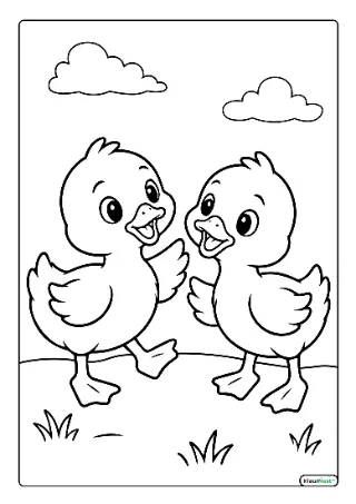 Eendjes kleurplaat — gratis printbare PDF