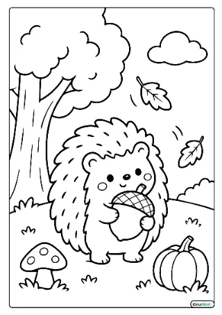 Egel herfst kleurplaat — gratis printbare PDF