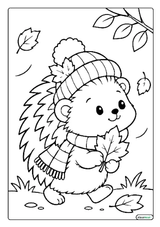 Egel met blad kleurplaat — gratis printbare PDF