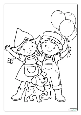 Fien en teun feest kleurplaat — gratis printbare PDF