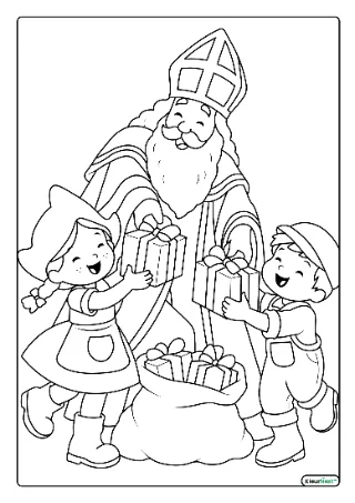 Fien en teun sinterklaas kleurplaat — gratis printbare PDF