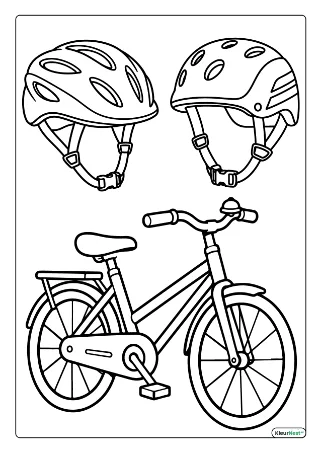 Fiets met helm kleurplaat — gratis printbare PDF