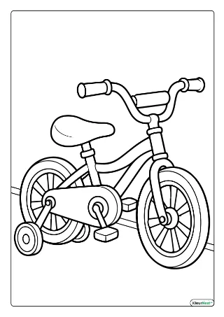Fiets met zijwieltjes kleurplaat — gratis printbare PDF
