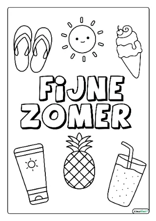 Fijne zomer kleurplaat — gratis printbare PDF