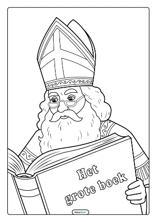 Grote boek van sinterklaas kleurplaat — gratis printbare PDF