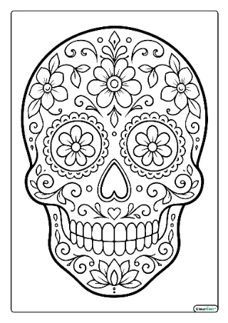 Halloween doodskop kleurplaat — gratis printbare PDF