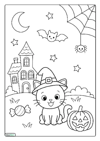 Halloween kleurplaat — gratis printbare PDF