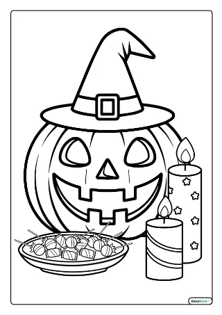 Halloween pompoen kleurplaat — gratis printbare PDF