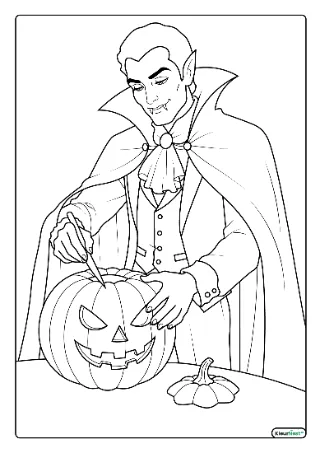 Halloween vampier kleurplaat — gratis printbare PDF