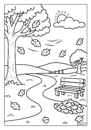 Herfst kleurplaat — gratis printbare PDF