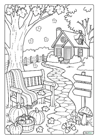 Herfst volwassenen kleurplaat — gratis printbare PDF