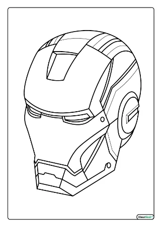 Iron man helm kleurplaat — gratis printbare PDF