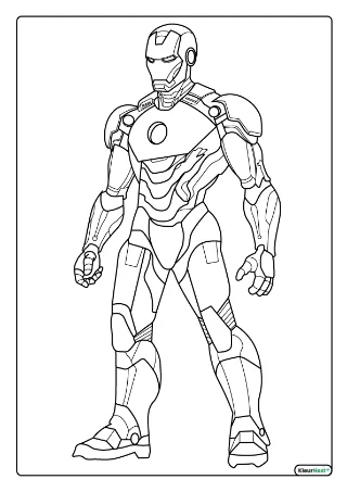 Iron man pantser detail kleurplaat — gratis printbare PDF