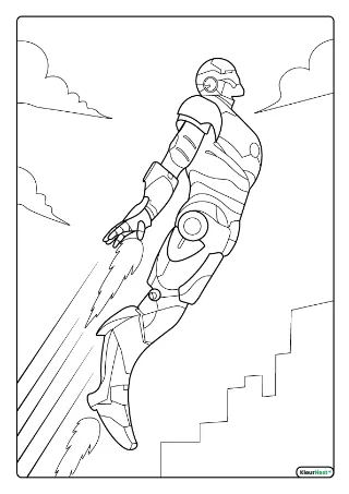 Iron man vliegend kleurplaat — gratis printbare PDF
