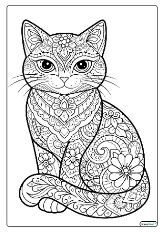 Kat mandala kleurplaat — gratis printbare PDF