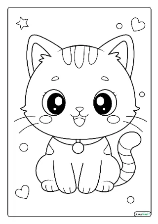 Kawaii kat kleurplaat — gratis printbare PDF