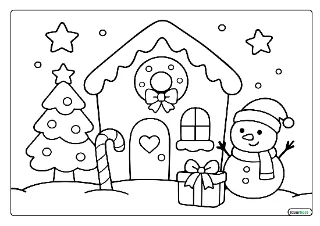 Kerst peuters makkelijk kleurplaat — gratis printbare PDF