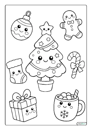 Kerst schattig kleurplaat — gratis printbare PDF