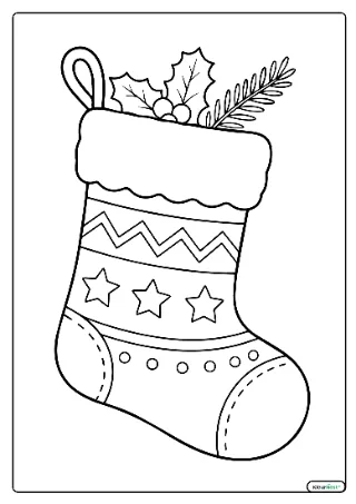 Kerstsok kleurplaat — gratis printbare PDF