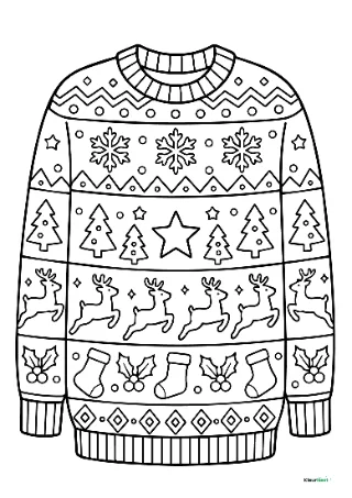 Kersttrui kleurplaat — gratis printbare PDF