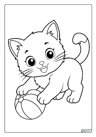 Kitten kleurplaat — gratis printbare PDF