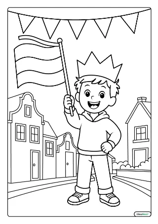 Koningsdag kleurplaat — gratis printbare PDF