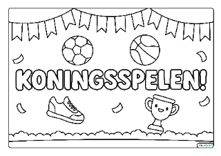 Koningsspelen banner kleurplaat — gratis printbare PDF