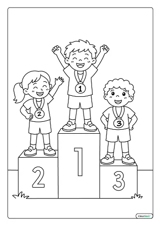 Koningsspelen op het podium kleurplaat — gratis printbare PDF