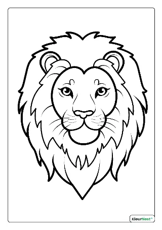 Leeuwenkop kleurplaat — gratis printbare PDF