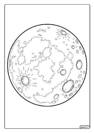 Maan met kraters kleurplaat — gratis printbare PDF