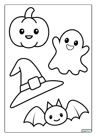 Makkelijke halloween kleurplaat — gratis printbare PDF