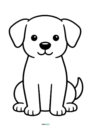 Makkelijke hond kleurplaat — gratis printbare PDF