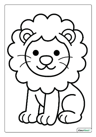Makkelijke leeuw kleurplaat — gratis printbare PDF