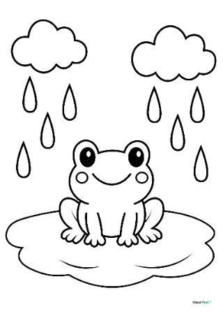 Makkelijke regen kleurplaat — gratis printbare PDF