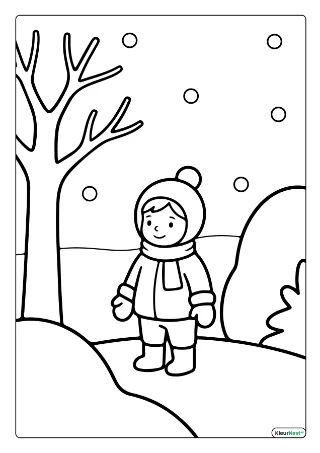 Makkelijke winter kleurplaat — gratis printbare PDF