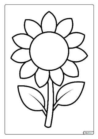 Makkelijke zonnebloem kleurplaat — gratis printbare PDF