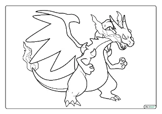 Mega charizard x kleurplaat — gratis printbare PDF