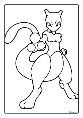 Mewtwo kleurplaat — gratis printbare PDF